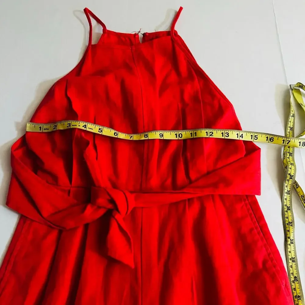 Anthropologie Greylin Linen Wide Keg Cropped Jumpsuit Size XS Petite Coral